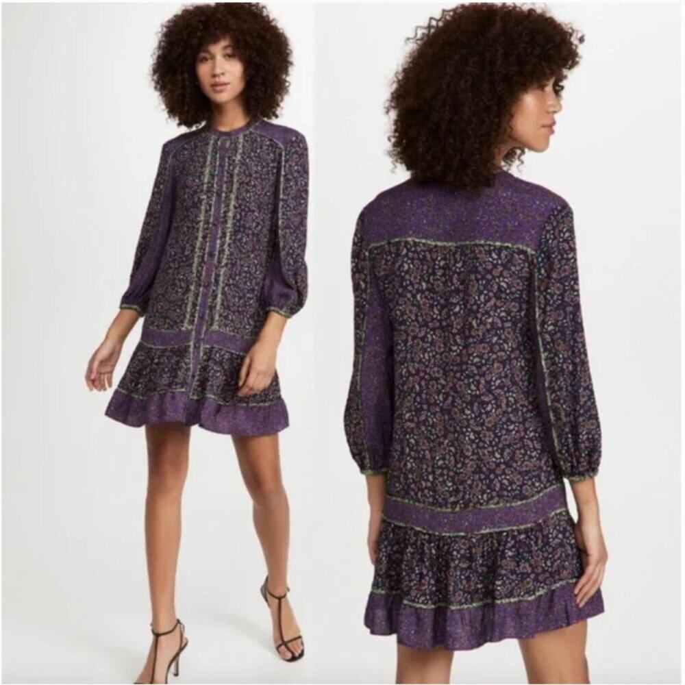 Veronica Beard Xanita Printed Long Sleeve Shift Dress